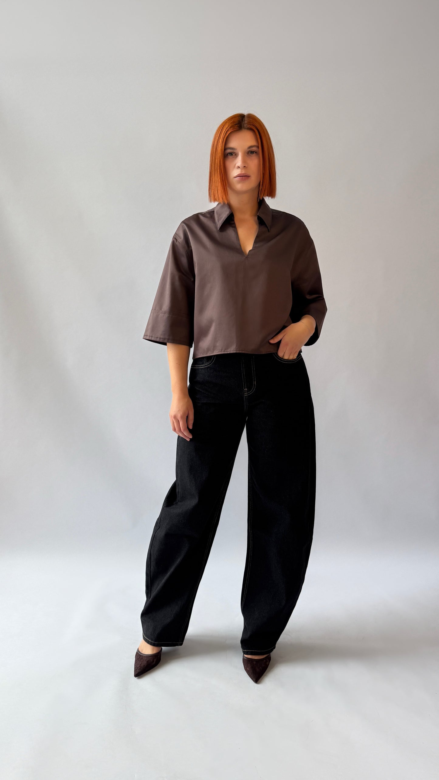 dunkelbraune Bluse